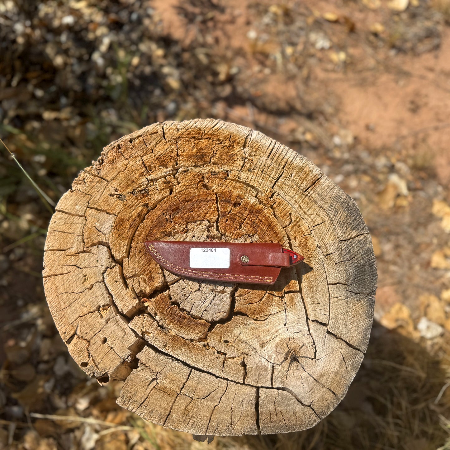 The Crimson Trail – Fixed Blade Outdoor Knife with Red Wood Handle & Leather Sheath