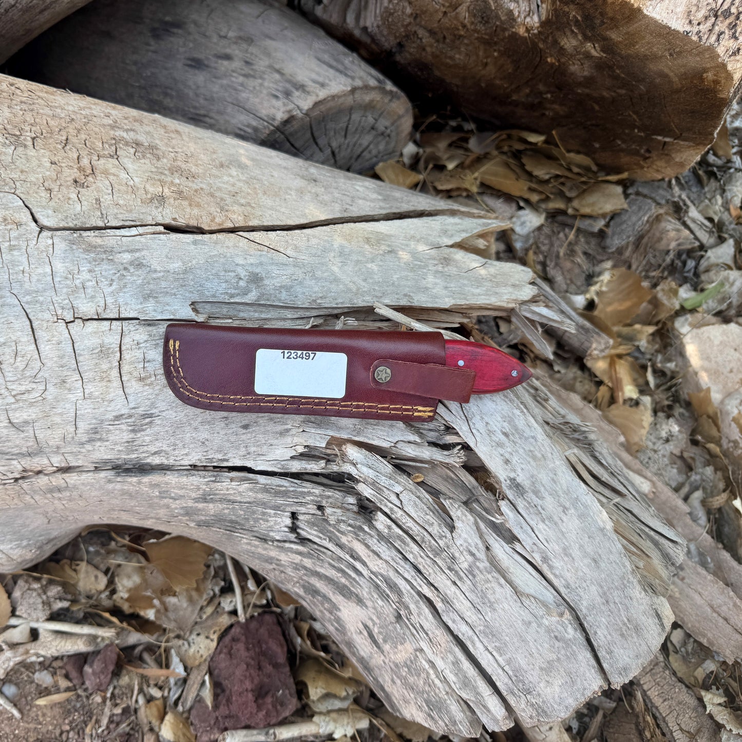 The Scarlet Chop - Compact Cleaver Knife with Red Dyed Wood Handle & Leather Sheath