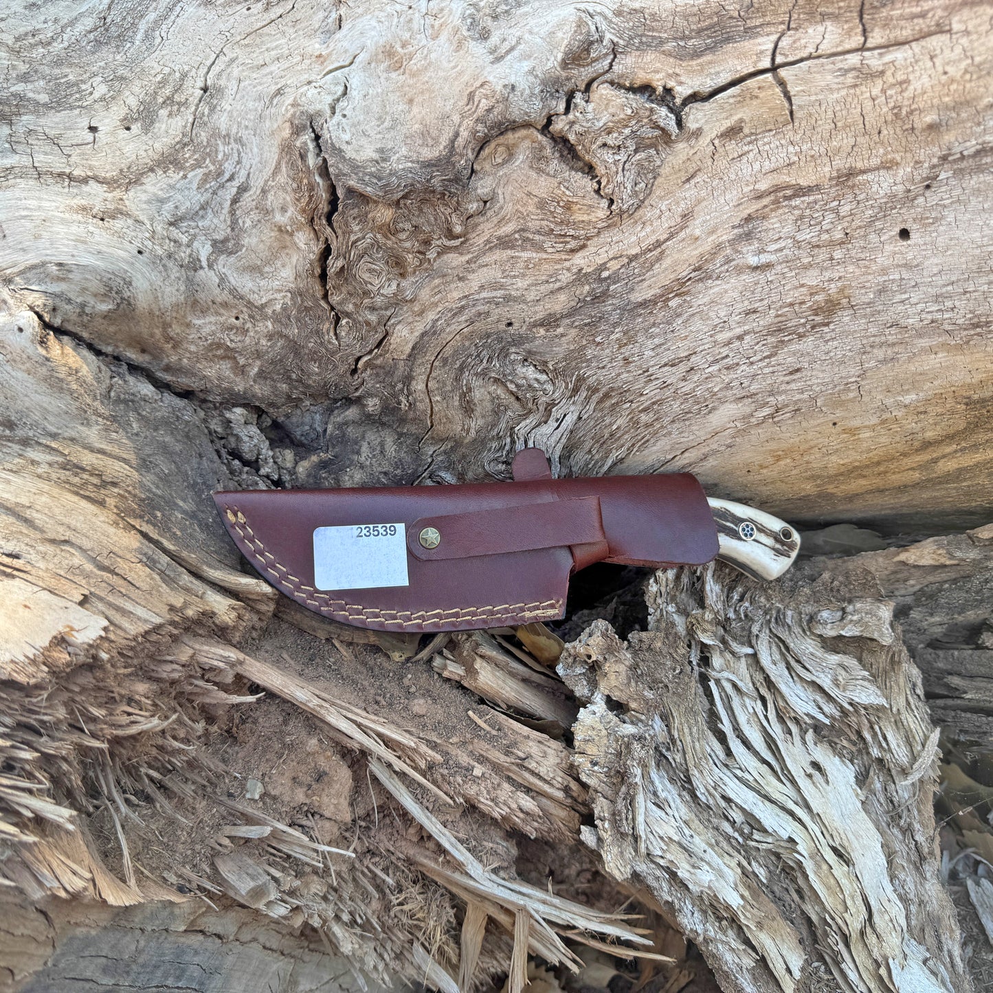 Ridgeback Howl Damascus Tracker Knife with Stag and Hardwood Handle