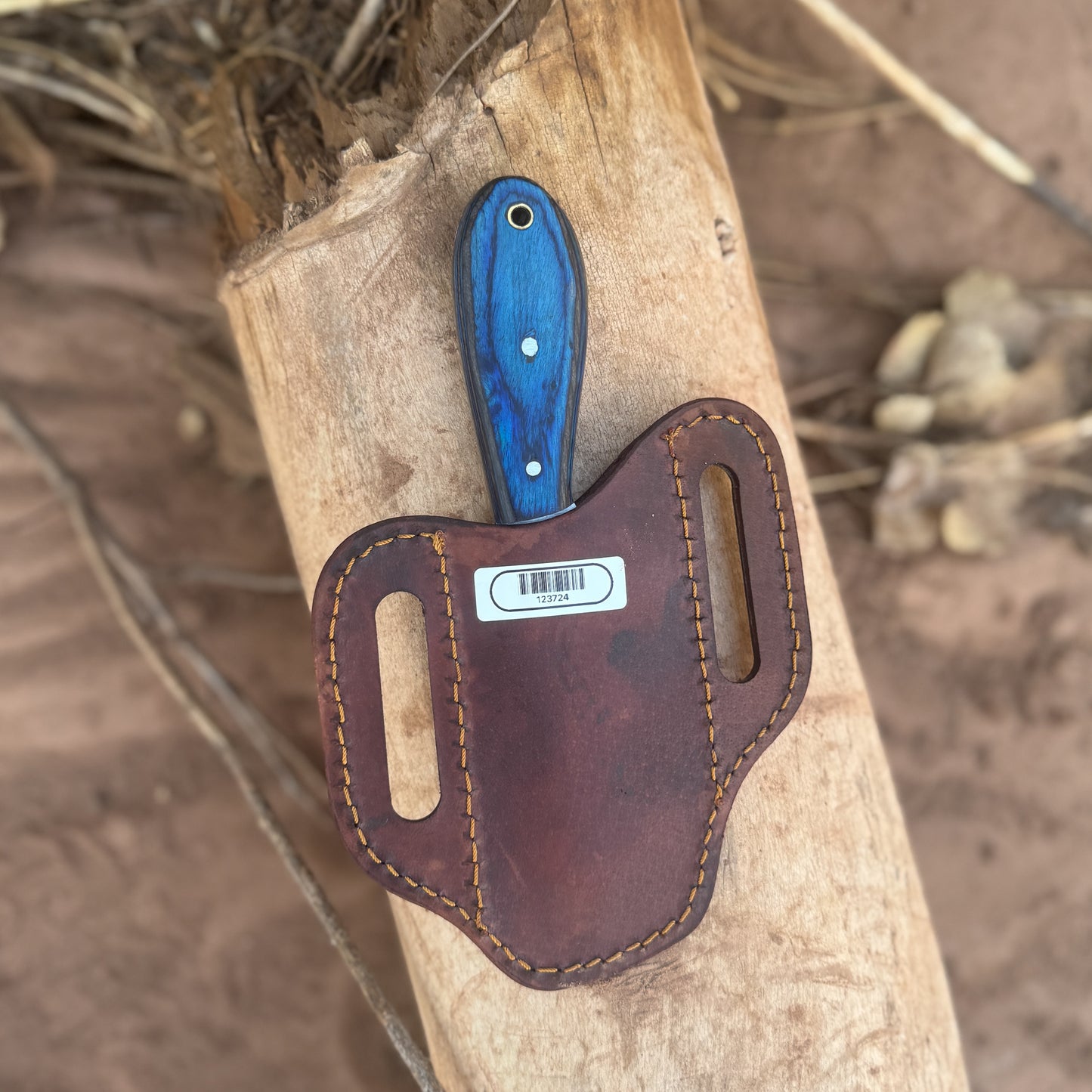 Blue Spade Forge Blue River Skinner Hand-Forged High-Carbon Hunting Knife with Blue Hardwood Handle & Leather Sheath