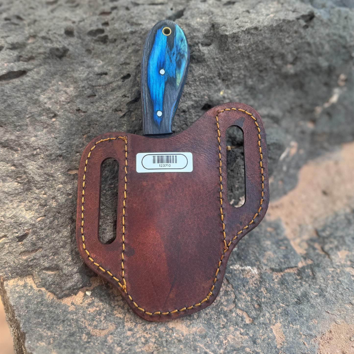Sapphire Hunter Reclaimed Rasp Knife with Custom Leather Sheath
