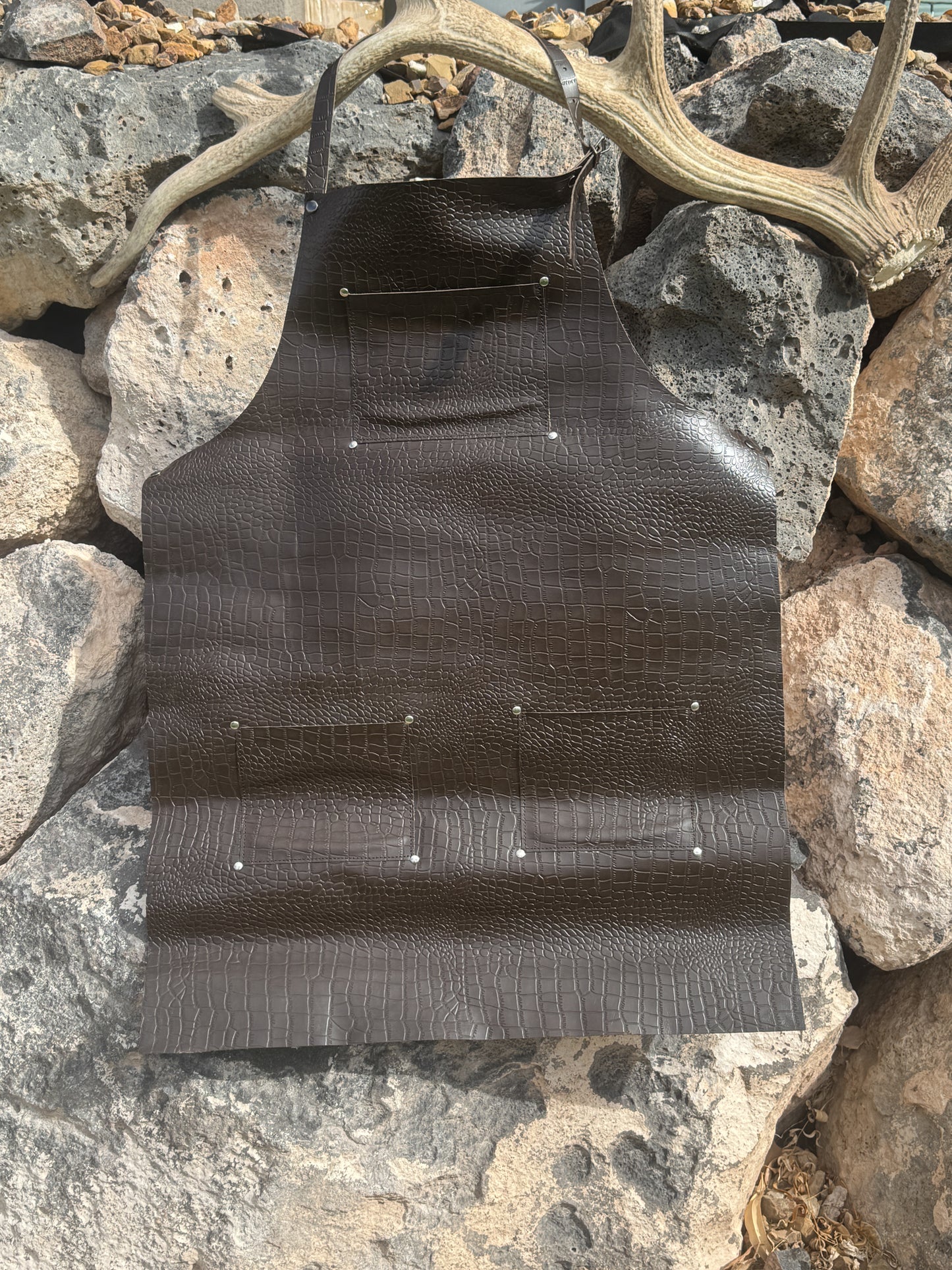 The Outlaw Croc Apron – Embossed Pull-Up Leather Utility Apron