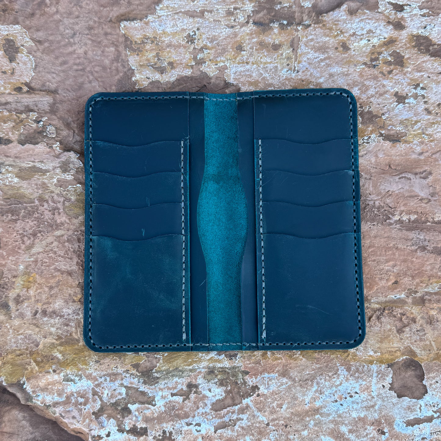 The Azure Atlas Hand-Stitched Full-Grain Leather Wallet