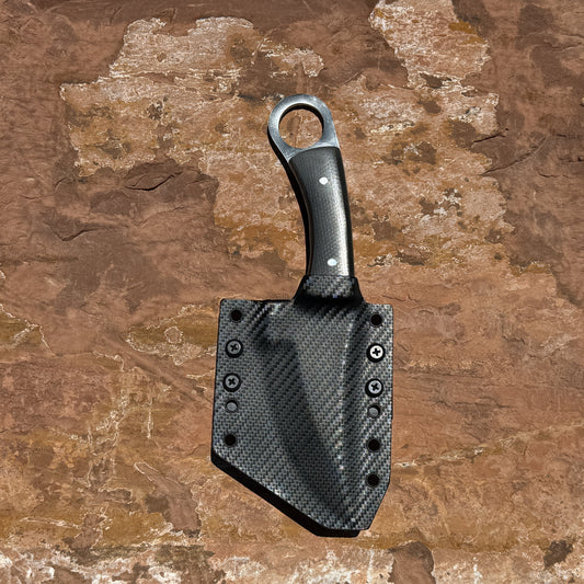 The Raptor Series — Full-Tang Ring-Handled Drop-Point EDC Knife with Custom Double-Stitched Leather Sheath