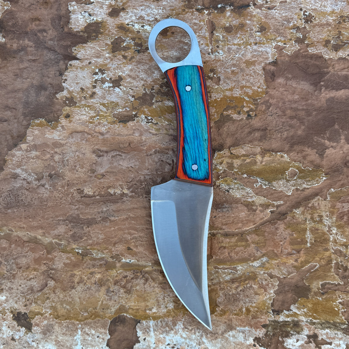 The Raptor Series — Full-Tang Ring-Handled Drop-Point EDC Knife with Custom Double-Stitched Leather or Kydex Sheath