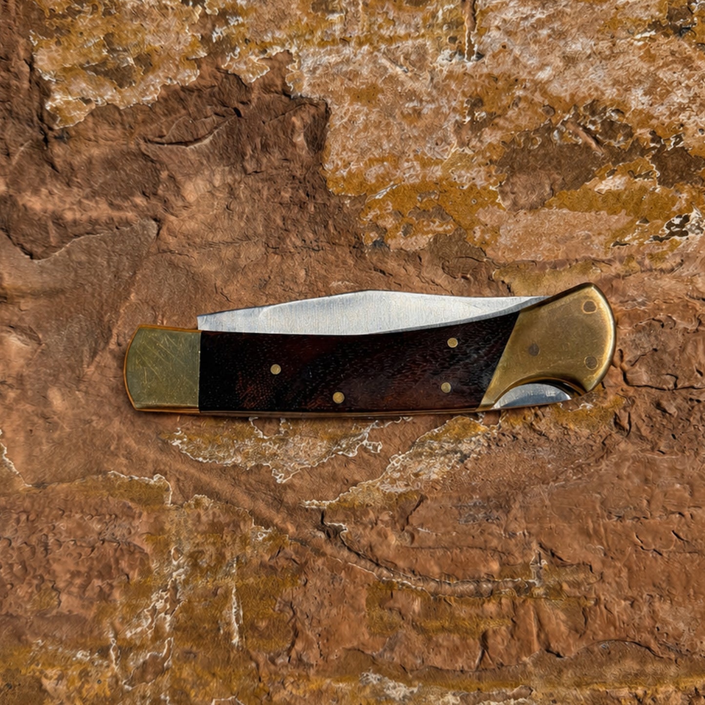 Ironclad Rose Folder Folding Knife with Leather Sheath – Rosewood & Brass EDC Pocket Knife | Blue Spade Forge