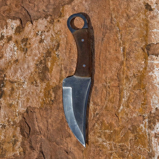 The Raptor Series — Full-Tang Ring-Handled Drop-Point EDC Knife with Custom Double-Stitched Leather or Kydex Sheath