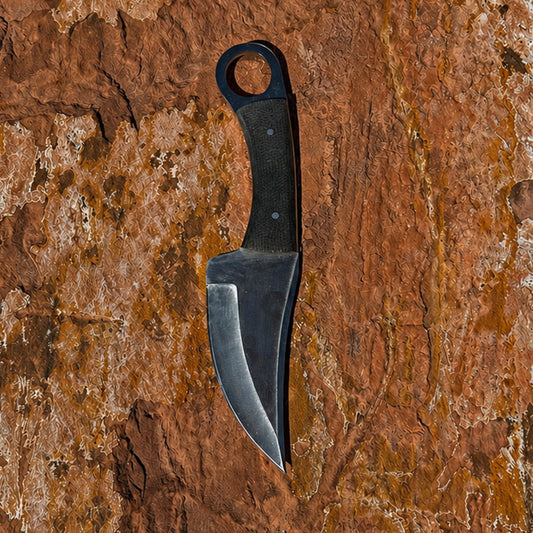 The Raptor Series — Full-Tang Ring-Handled Drop-Point EDC Knife with Custom Double-Stitched Leather Sheath
