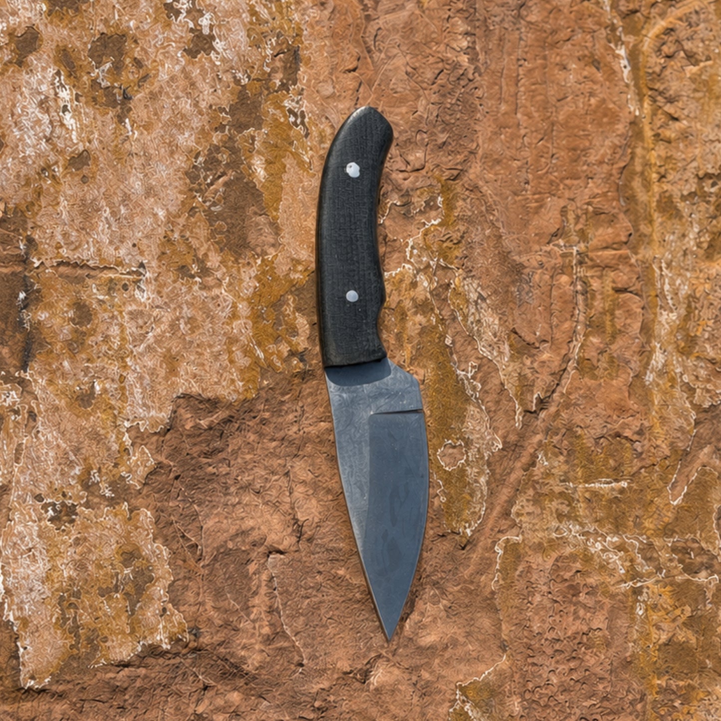 The Shockwave EDC — Hand-Forged Everyday Carry Knife with Vibrant Hardwood Handle and Hand-Tooled Leather Pancake Sheath