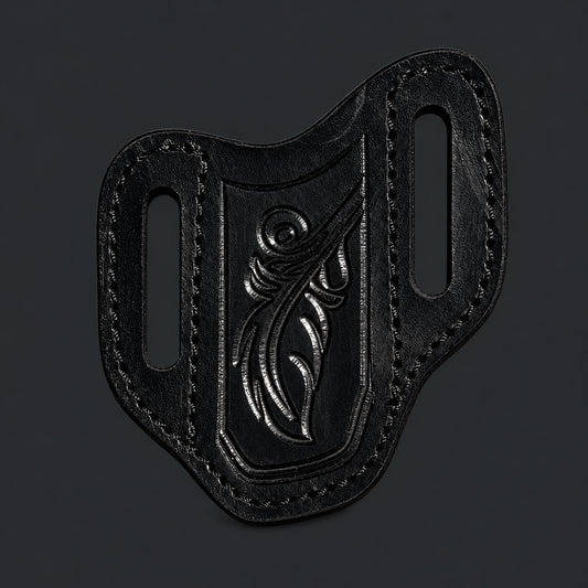Medium Black Leather Pancake Knife Sheath