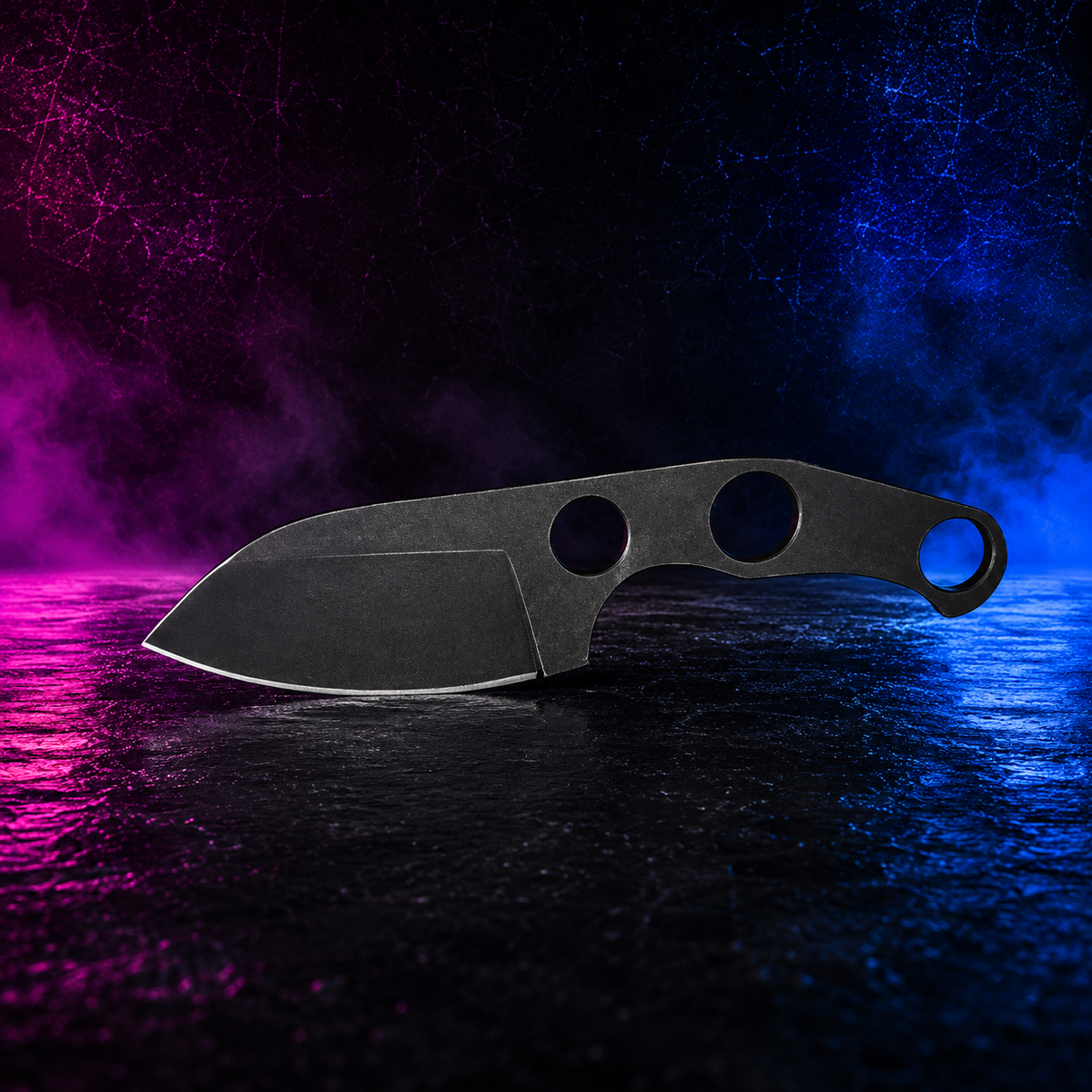 Blue Spade Forge Black Talon skeleton EDC knife with black powder-coated high-carbon steel blade and minimalist full-tang design