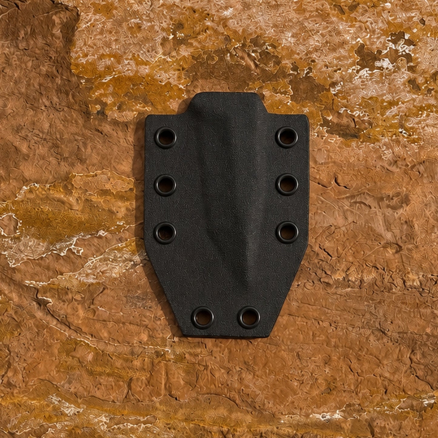 Blue Spade Forge Blackout Skeleton Tanto custom Kydex sheath with adjustable belt loops and FOMI clip for versatile everyday carry and tactical use.