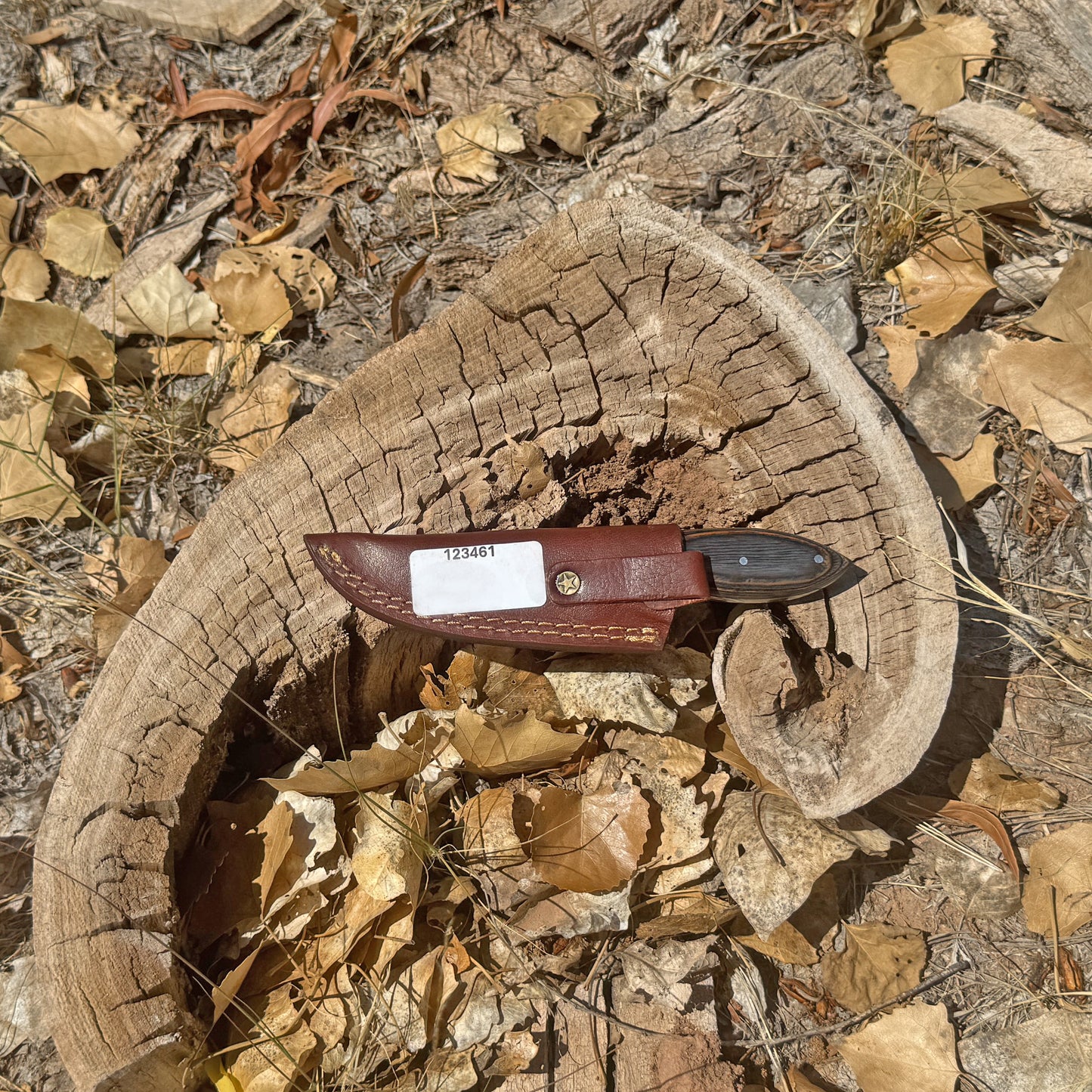 Midnight Timber Knife – Dark Wood Handle with Leather Sheath