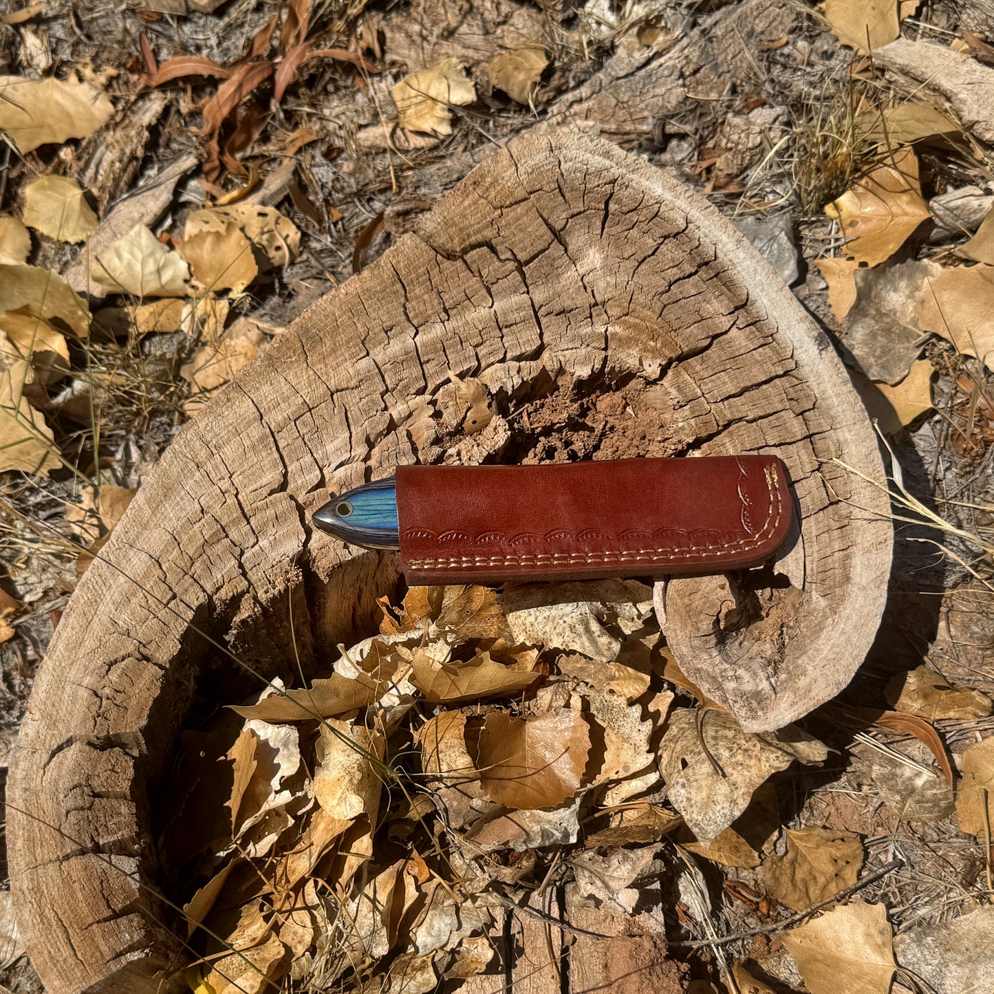 The Blueback Rasp Cleaver – Compact Rasp Knife with Dyed Wood Handle & Leather Sheath