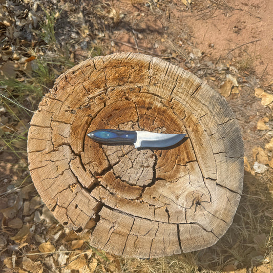 Blue Ridge Hunter Knife – Curved Wood Handle with Leather Sheath