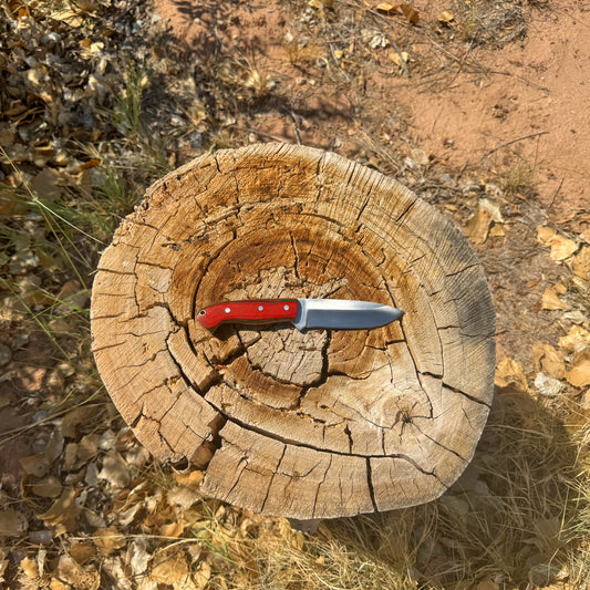 Redwood Ranger Fixed Blade Knife – Curved Wood Handle with Leather Sheath