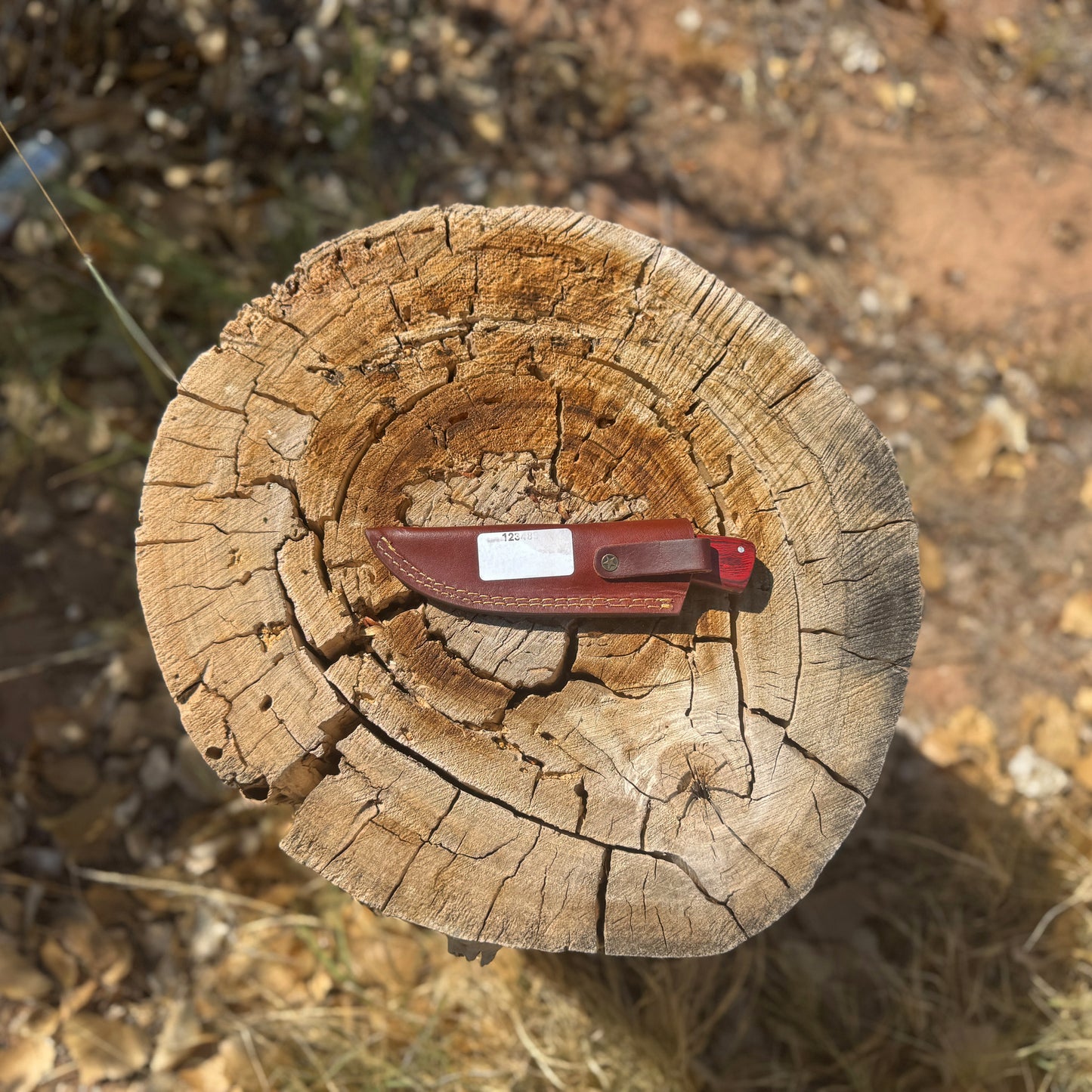 The Ironwood Edge – Fixed Blade Knife with Red Wood Handle & Leather Sheath