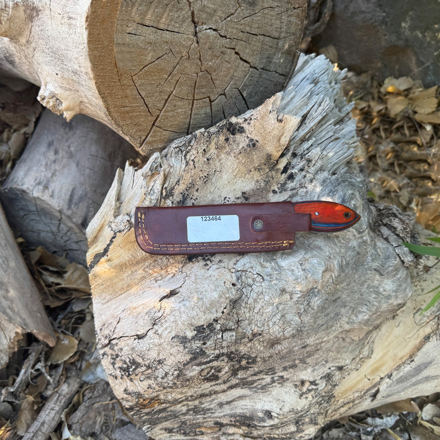 Red Ember Rasp Cleaver – Wood Handle with Textured Blade and Leather Sheath