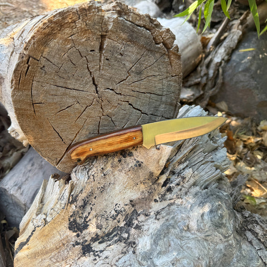 The Sandridge – Fixed Blade Knife with Natural Wood Handle & Leather Sheath