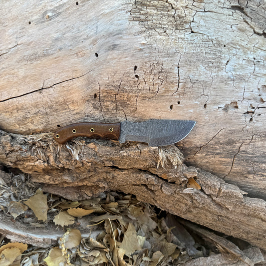 The Pioneer Tracker Hand-Forged Damascus Bushcraft Knife with Hardwood Handle