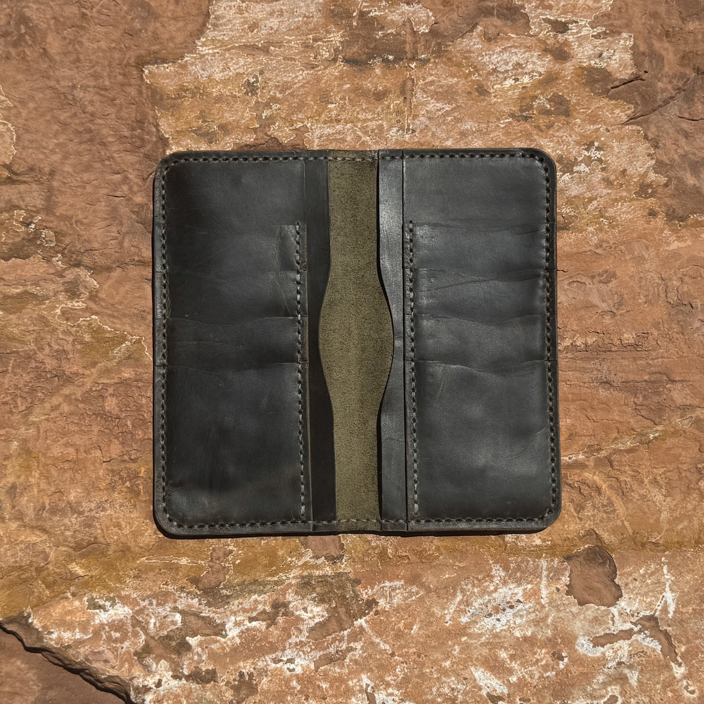 The Sentinel Hand-Stitched Charcoal Leather Bifold Wallet