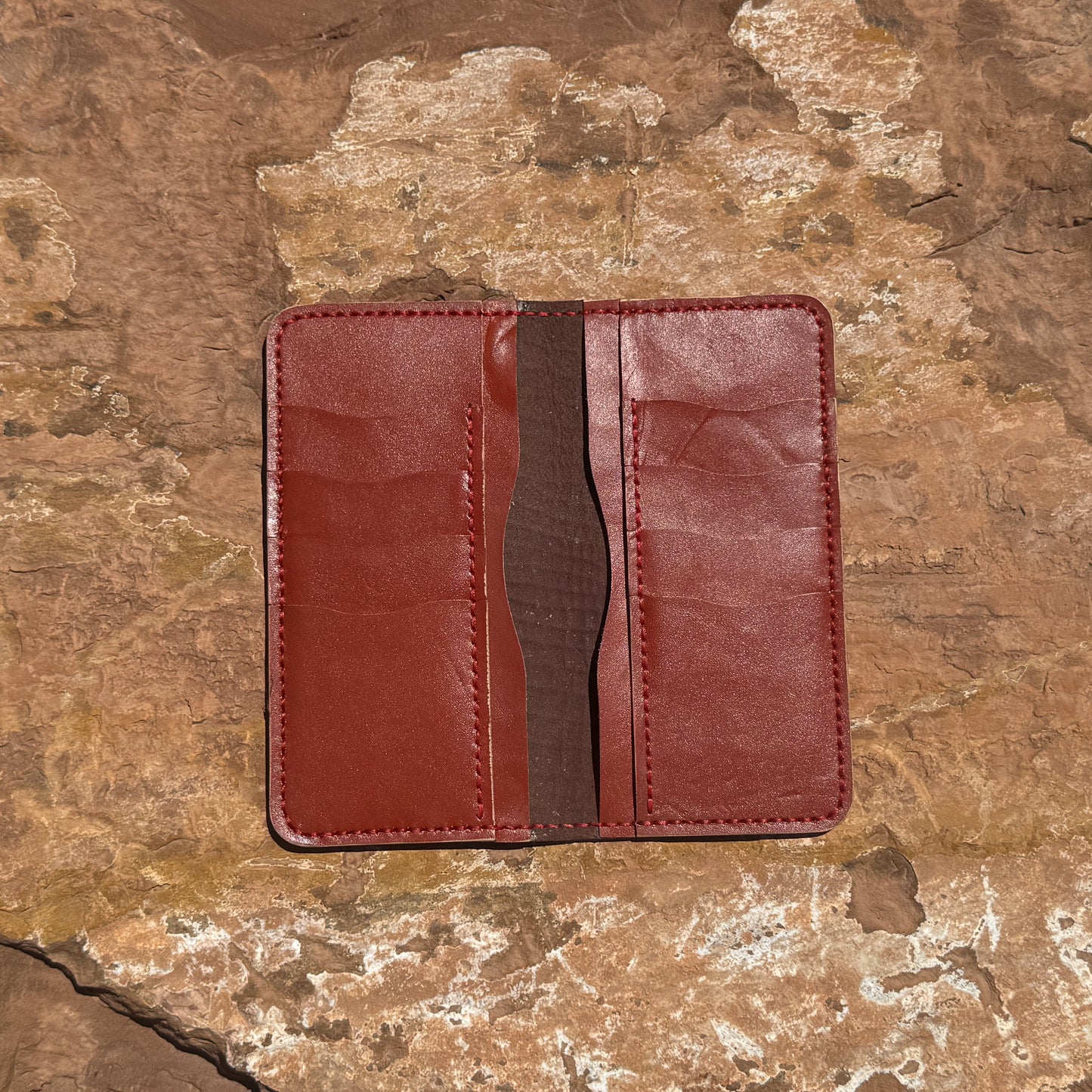 Crimson Croc Hand-Stitched  Leather Wallet