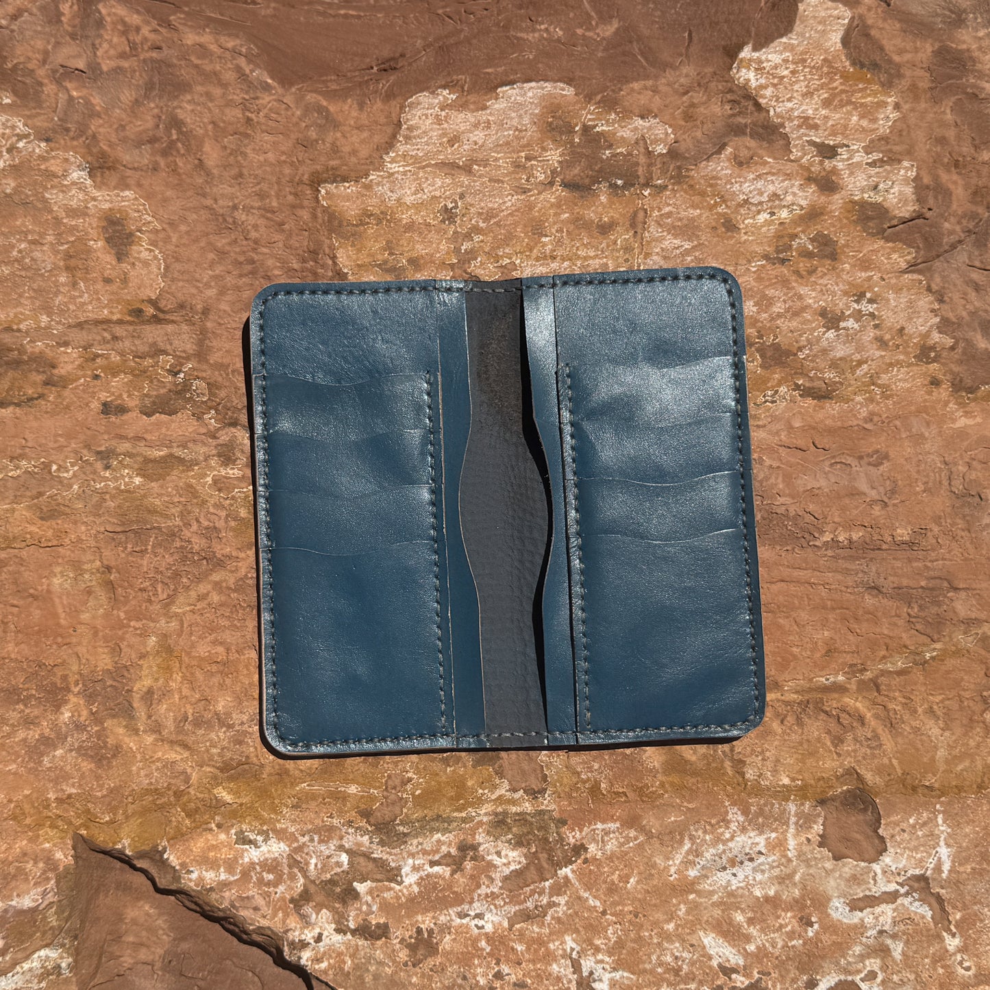 Midnight Croc Hand-Stitched Leather Wallet