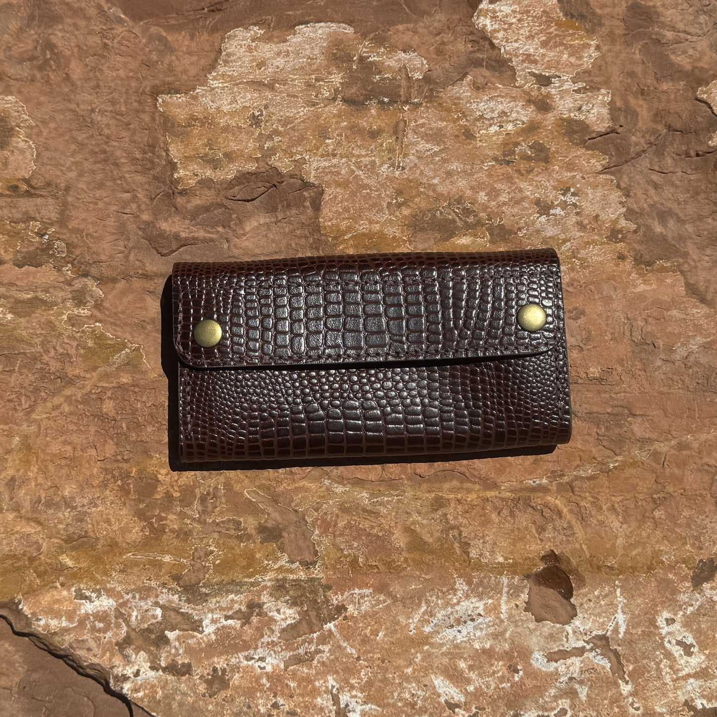 Croc-Luxe Clutch Handcrafted Embossed Leather Clutch Wallet