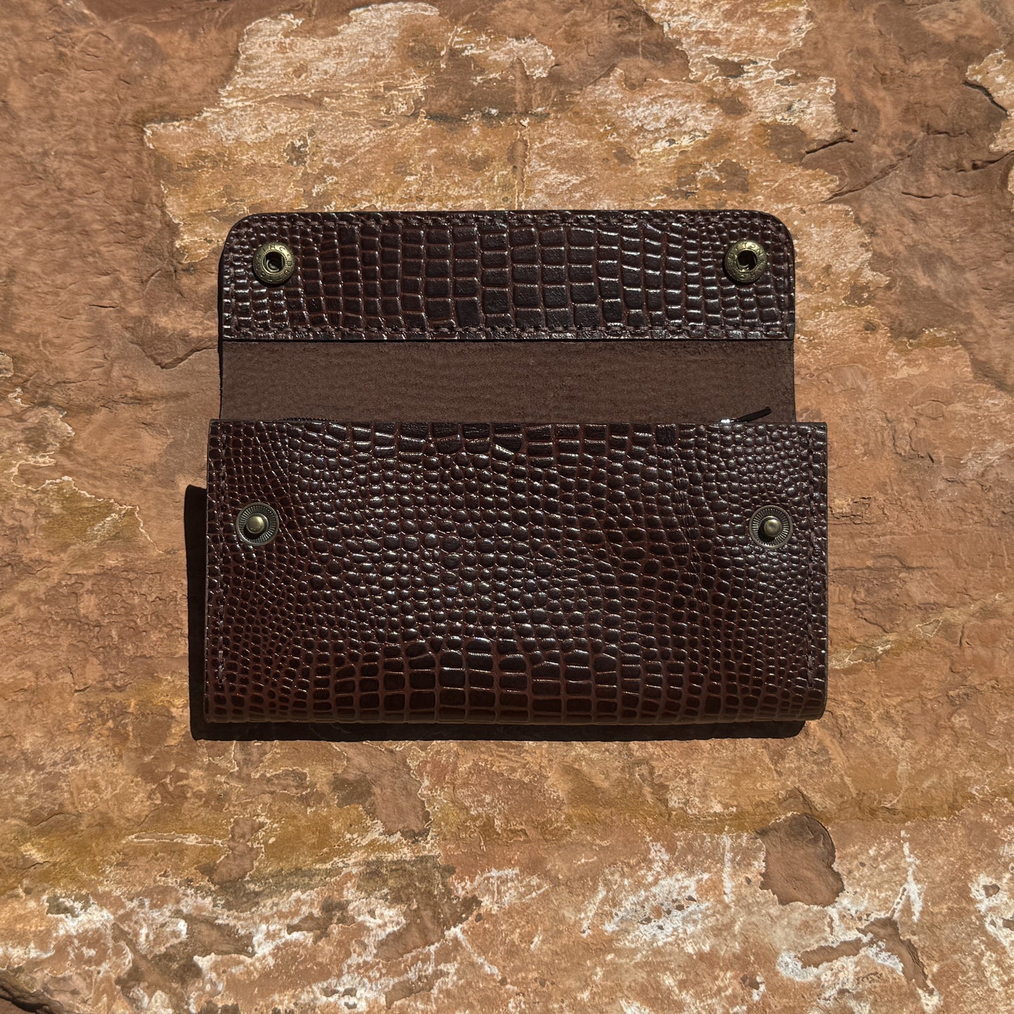 Croc-Luxe Clutch Handcrafted Embossed Leather Clutch Wallet