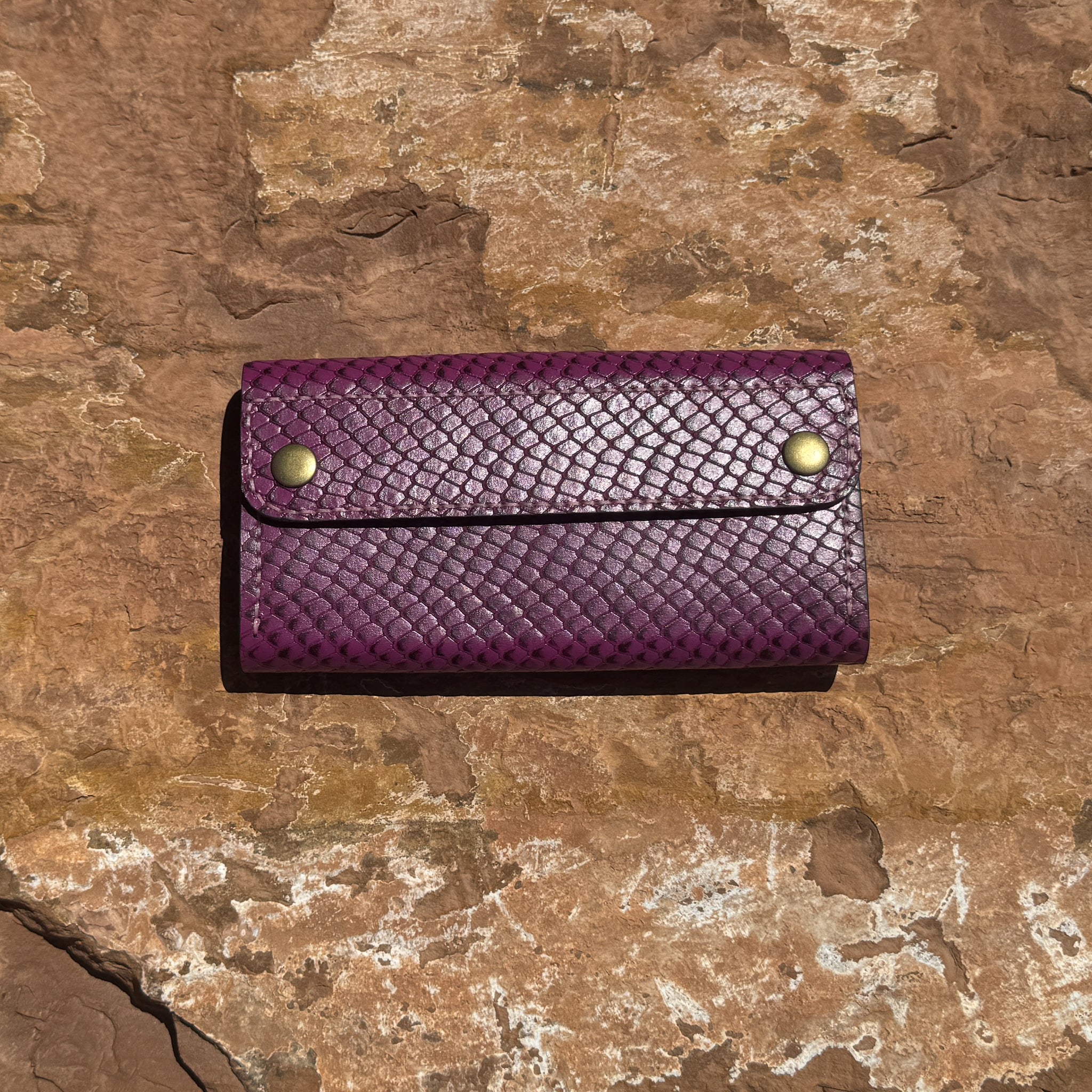 The Amethyst Python – Embossed Leather Clutch Wallet – Blue Spade Forge