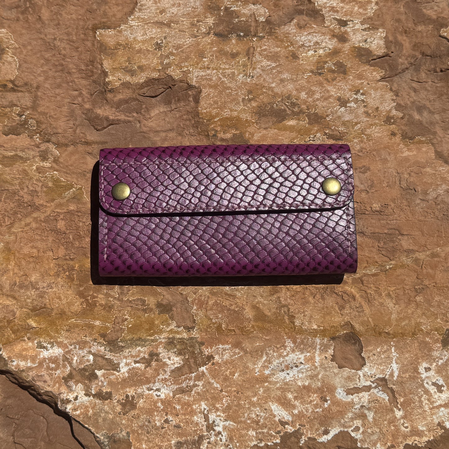 The Amethyst Python – Embossed Leather Clutch Wallet