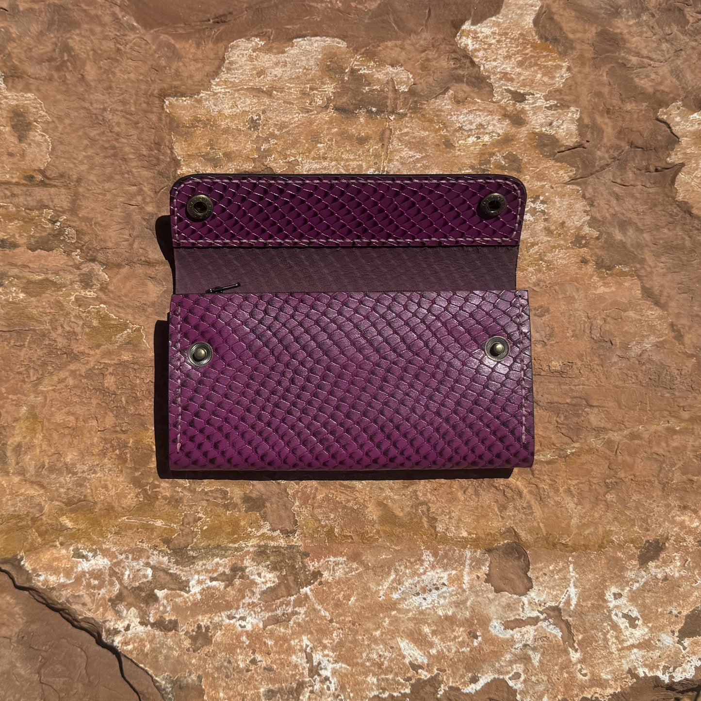 The Amethyst Python – Embossed Leather Clutch Wallet