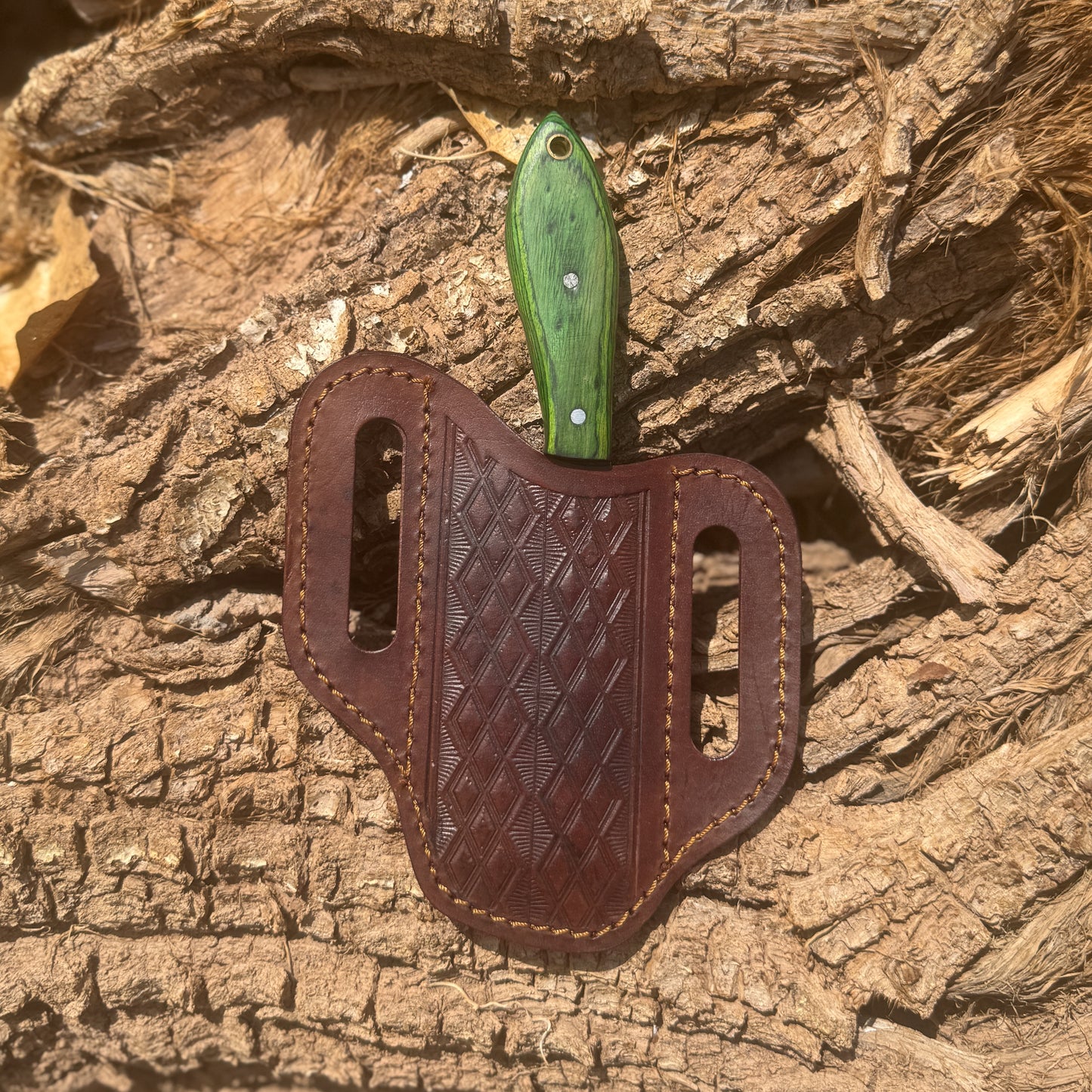 Evergreen Rasp Reclaimed Steel Knife with Custom Leather Sheath