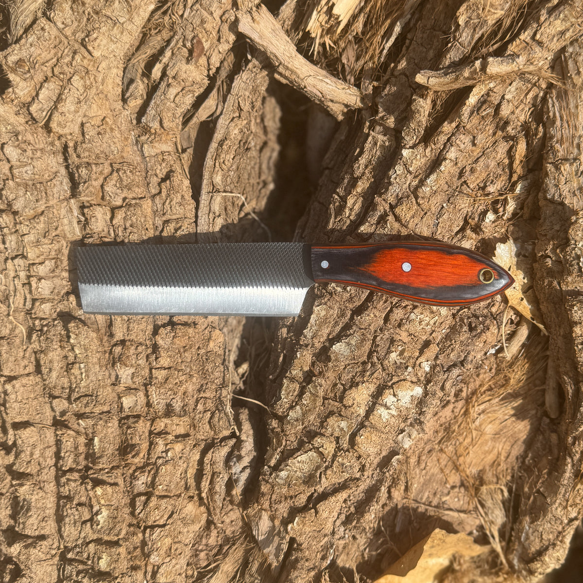 Dog Leg Rasp Pattern Maker Rasp Inferno Rasp Reclaimed Steel Knife with Custom Leather Sheath – Blue ...