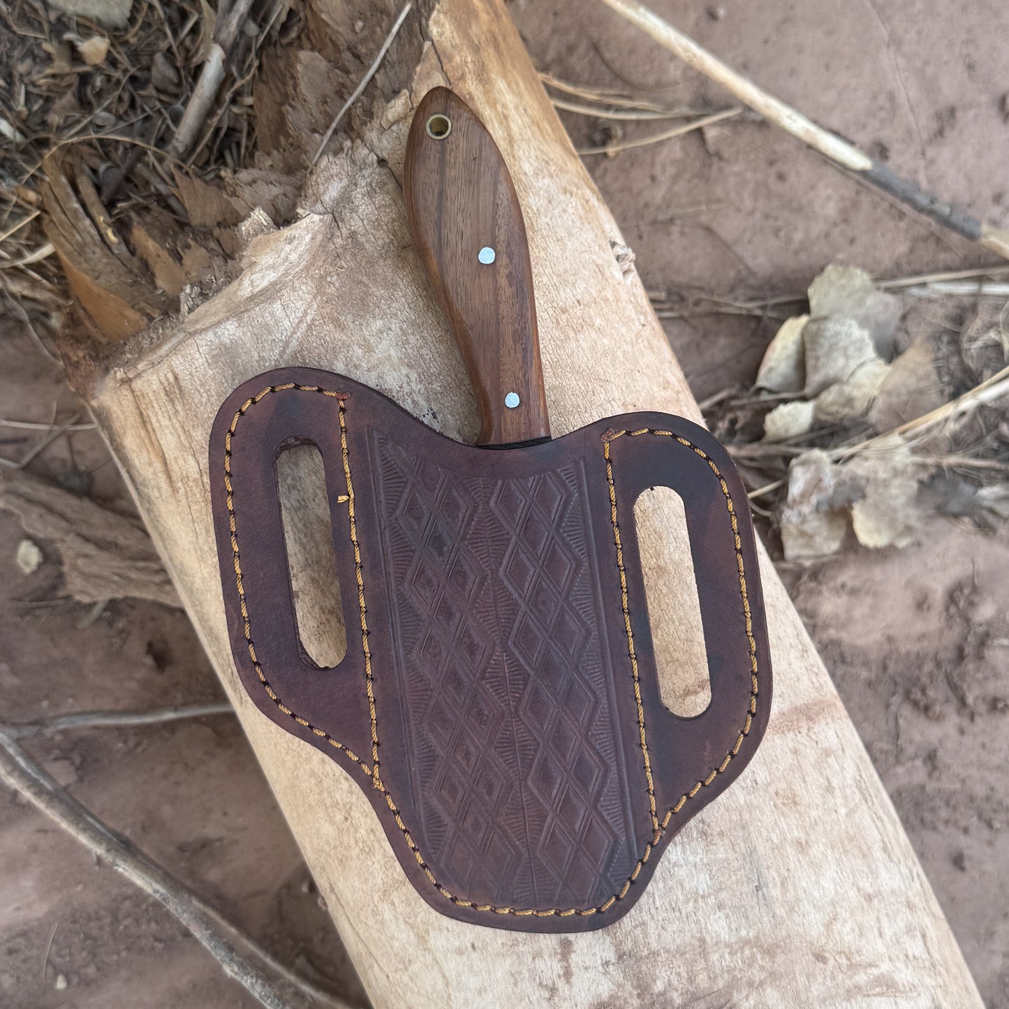 Walnut Ridge Rasp Reclaimed Steel Knife with Custom Leather Sheath