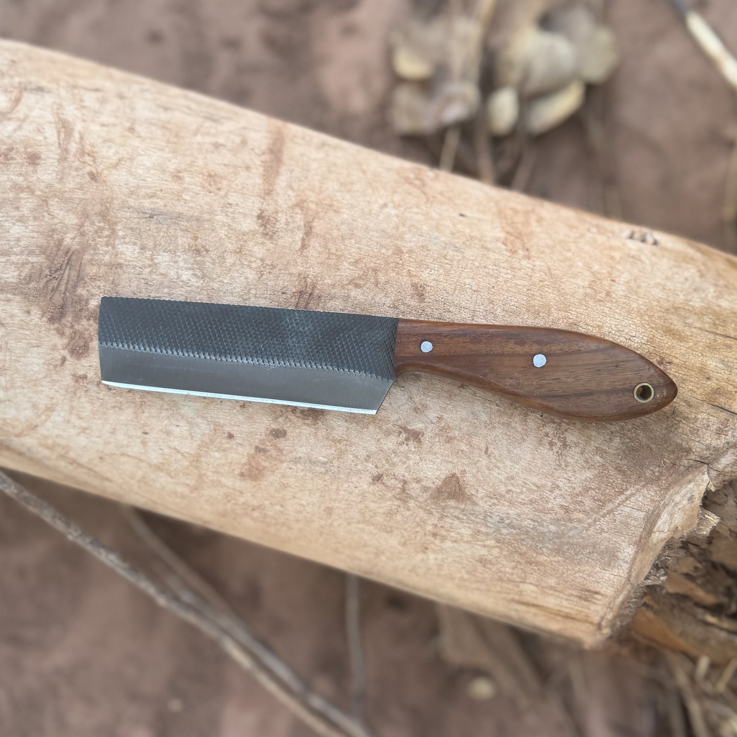 Walnut Ridge Rasp Reclaimed Steel Knife with Custom Leather Sheath
