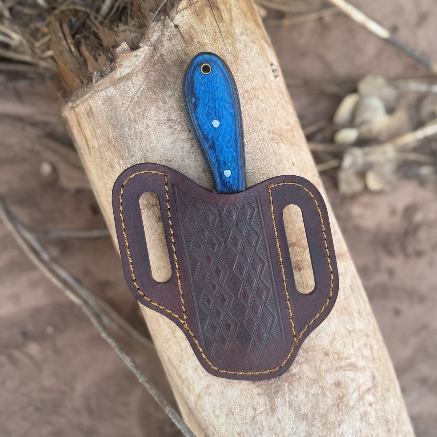 Blue Spade Forge Blue River Skinner Hand-Forged High-Carbon Hunting Knife with Blue Hardwood Handle & Leather Sheath