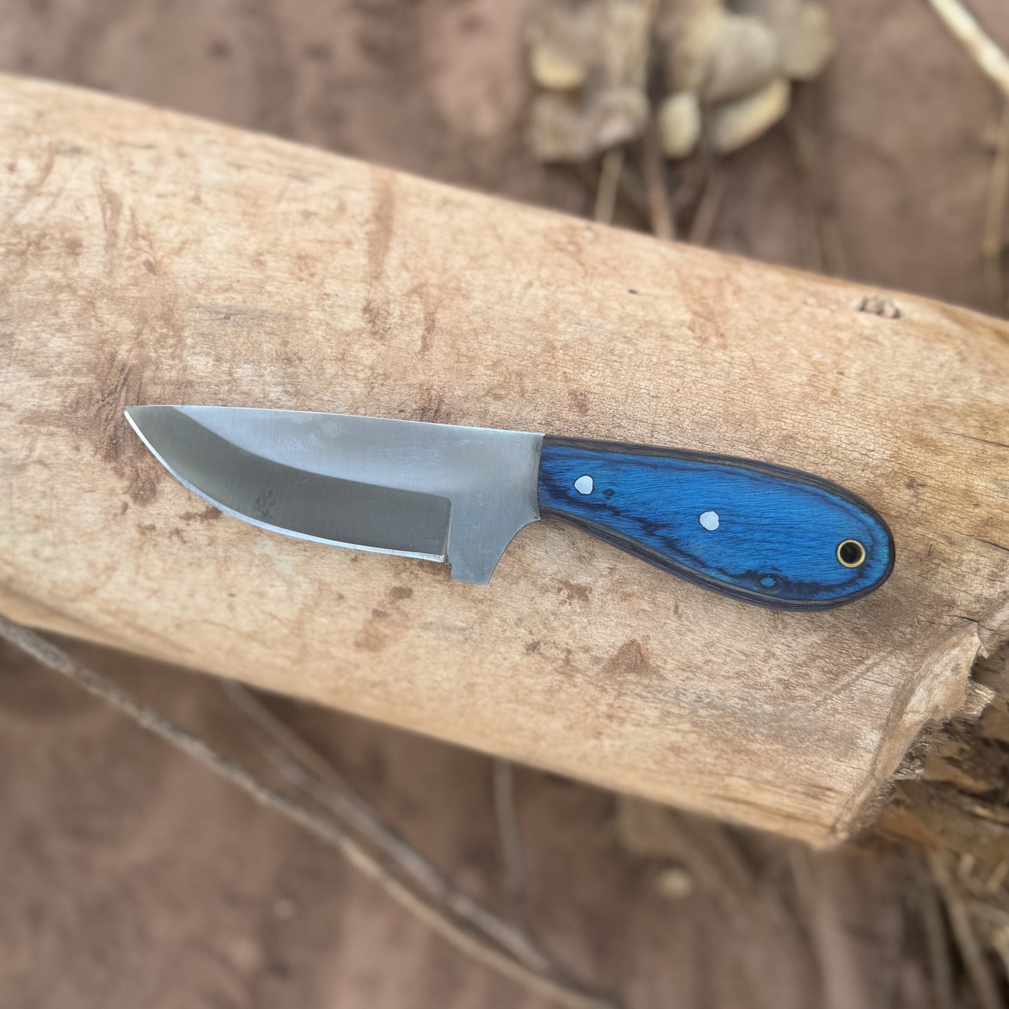 Blue Spade Forge Blue River Skinner Hand-Forged High-Carbon Hunting Knife with Blue Hardwood Handle & Leather Sheath
