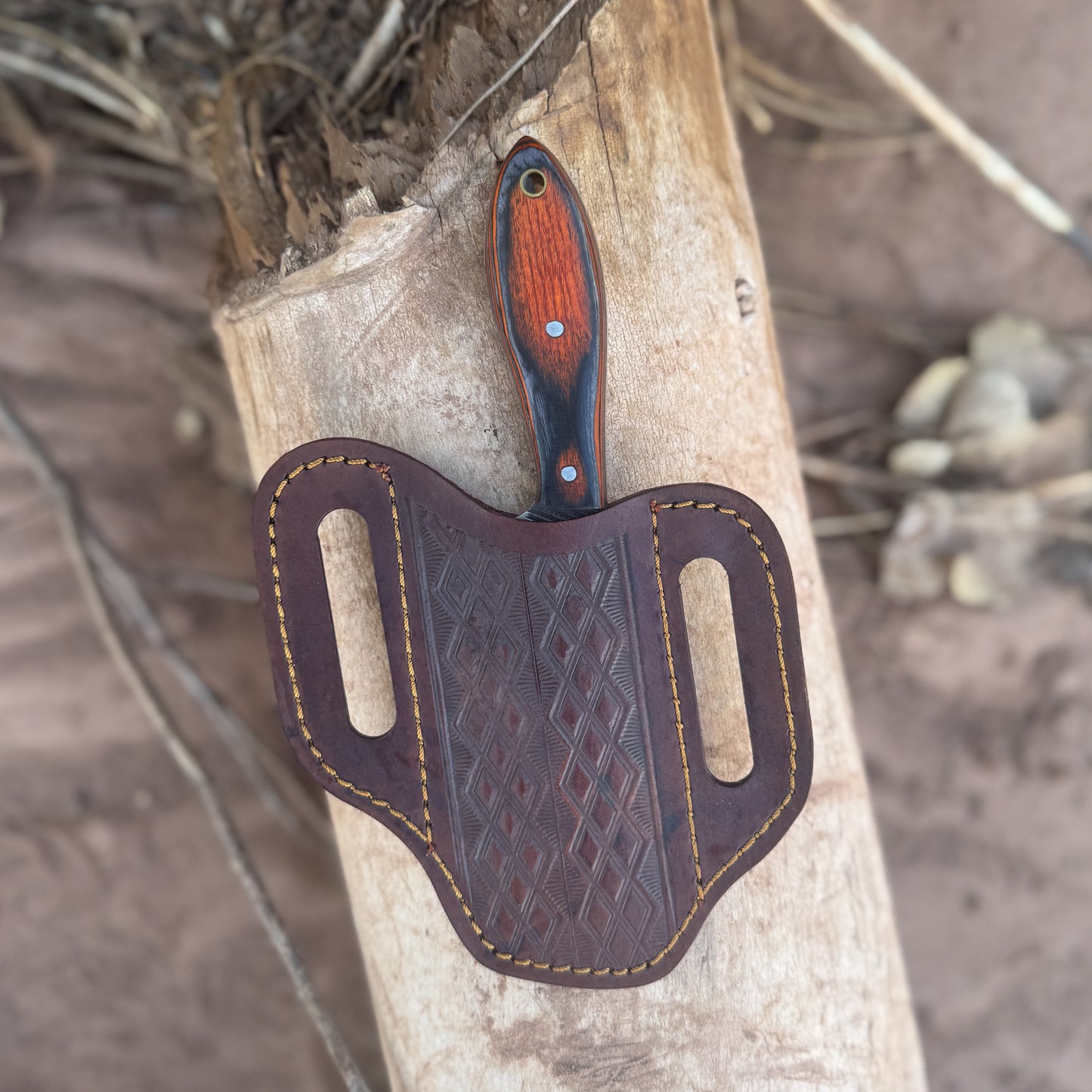 Red Ridge Rasp  Reclaimed Steel Knife with Custom Leather Sheath