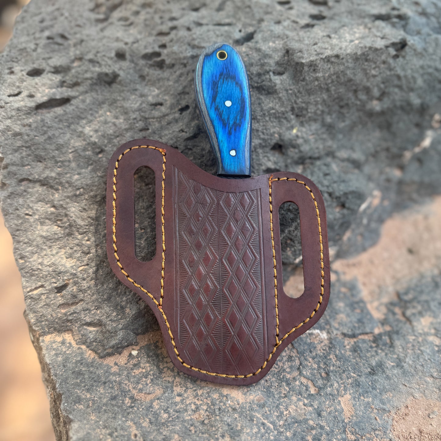 Sapphire Hunter  Reclaimed Rasp Knife with Custom Leather Sheath