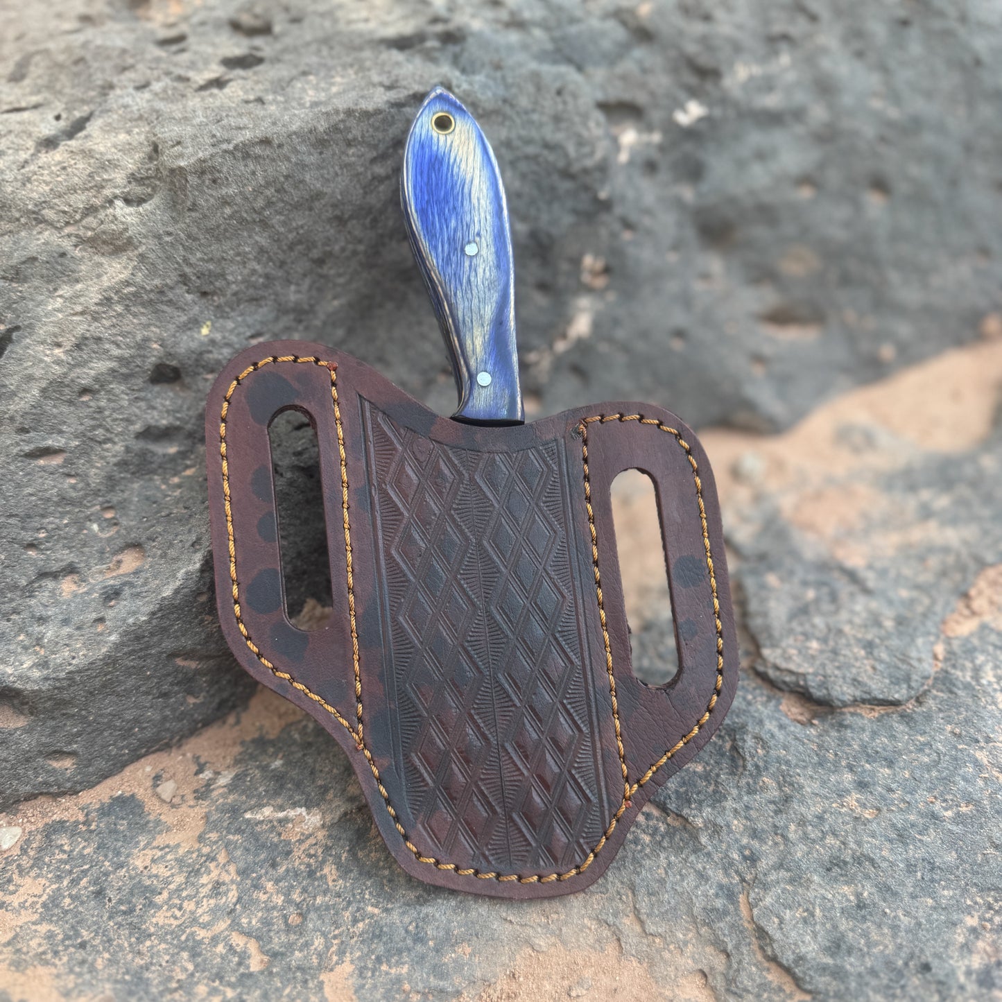 Midnight Rasp Reclaimed Steel Knife with Custom Leather Sheath