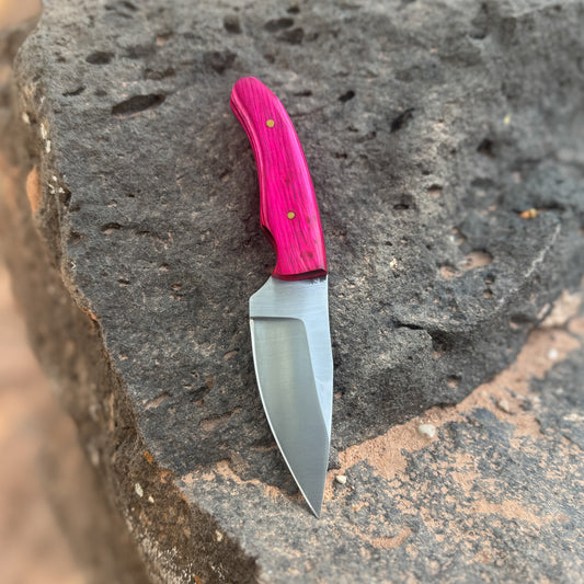 Shockwave EDC Hand-Forged Everyday Carry Knife with Hot Pink, Green, or Red & Black Hardwood Handle