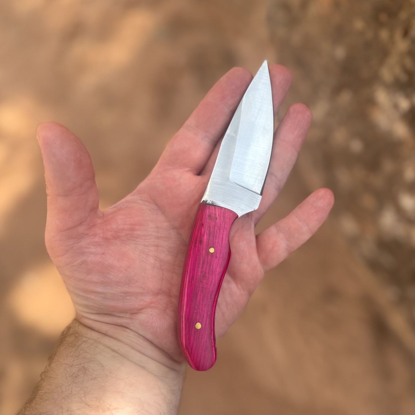 Shockwave EDC Hand-Forged Everyday Carry Knife with Hot Pink, Green, or Red & Black Hardwood Handle