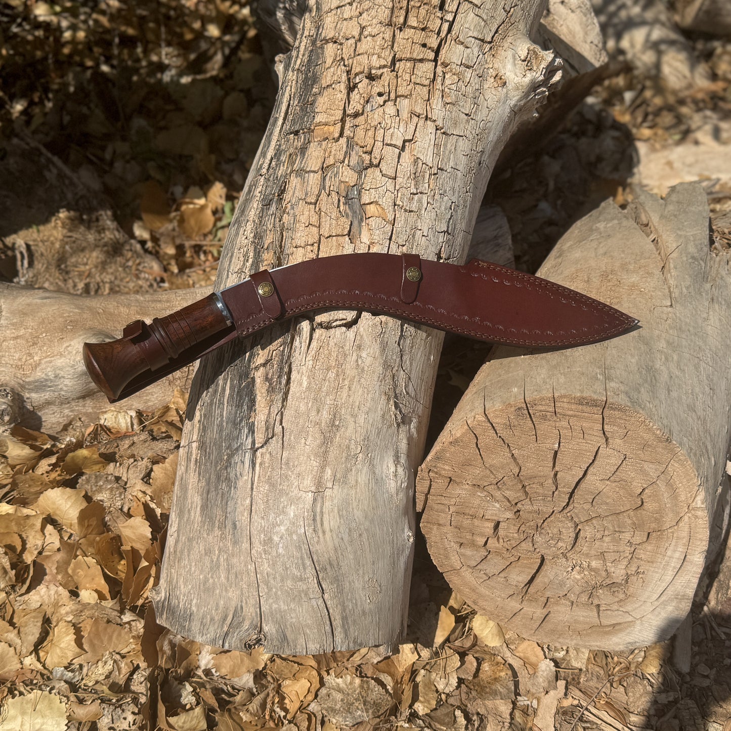Highland Kukri High-Carbon Blade with Walnut Handle and Custom Leather Sheath