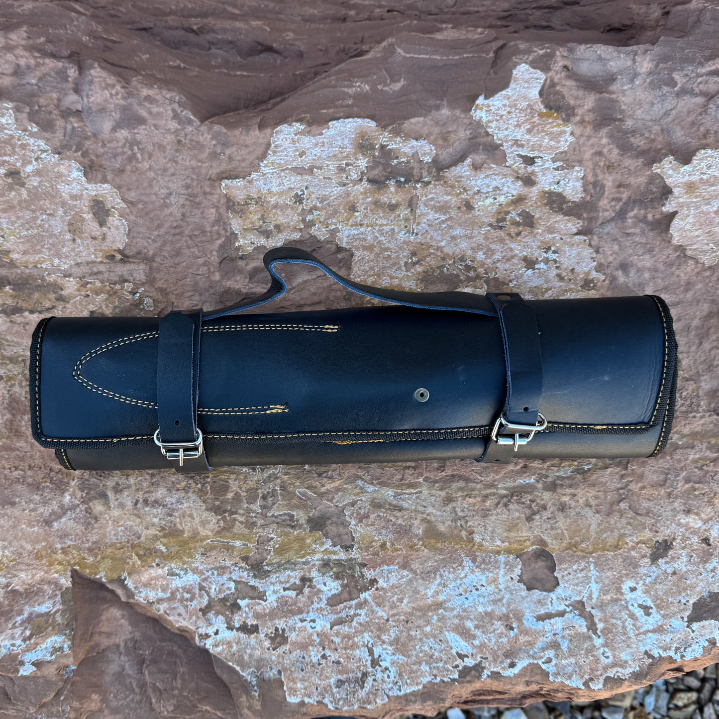 Emerald Edge 5-Piece Hand-Forged Chef Knife Set with Greenwood Handles and Leather Roll