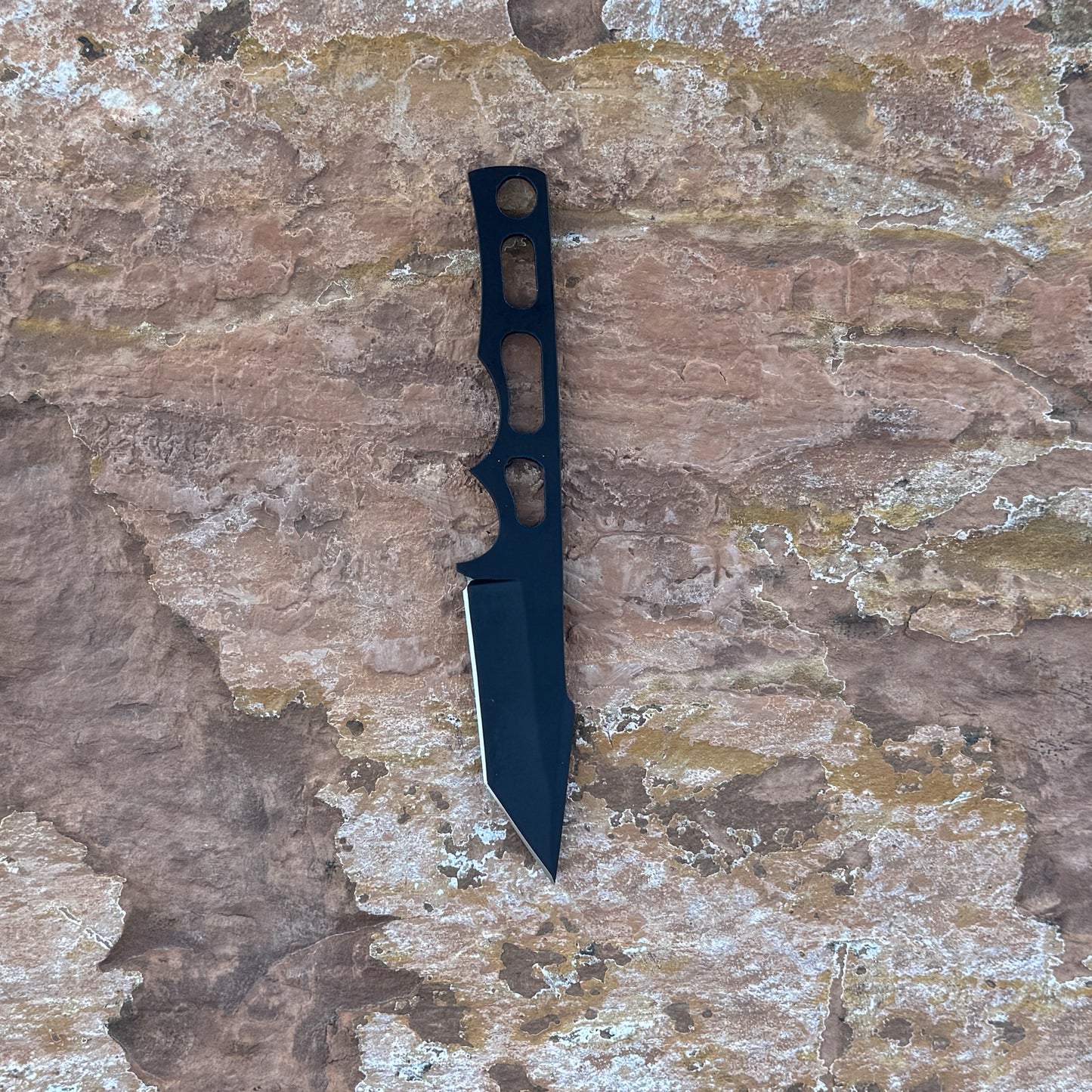 Blackout Skeleton Tanto Knife | Ultralight EDC Fixed Blade with Leather Sheath – Blue Spade Forge