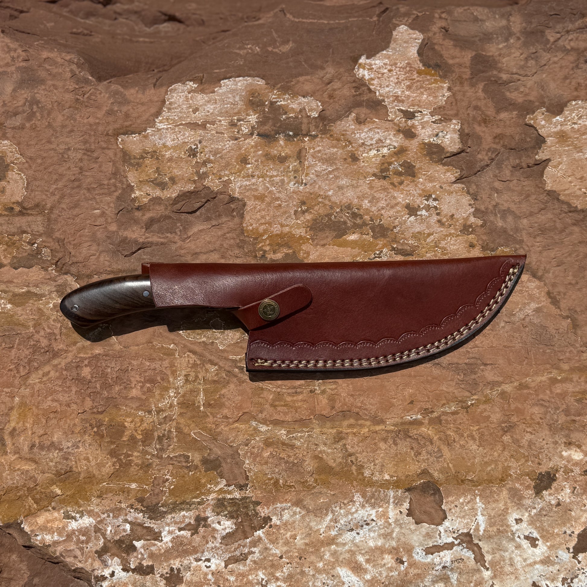 Rosewood Cleaver handcrafted high carbon steel meat cleaver with genuine leather sheath for kitchen, BBQ, and outdoor use