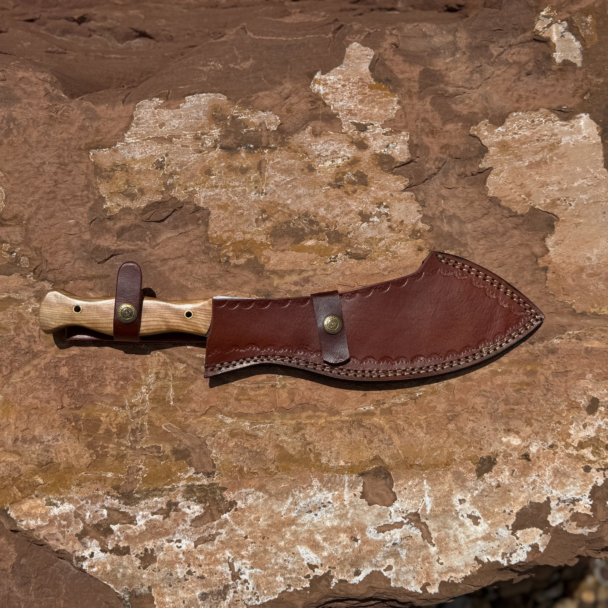 Campbreaker high carbon steel camp chopper with premium hand-stitched genuine leather sheath