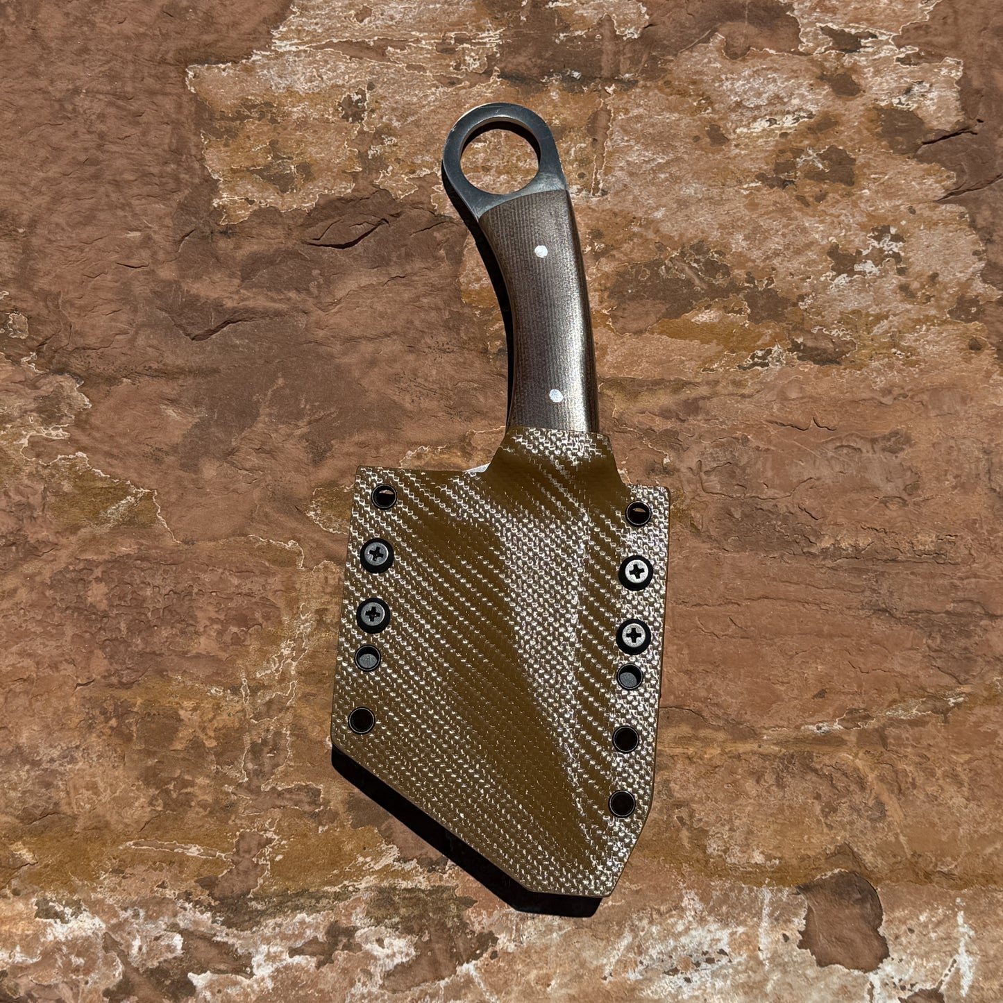 The Raptor Series — Full-Tang Ring-Handled Drop-Point EDC Knife with Custom Double-Stitched Leather Sheath