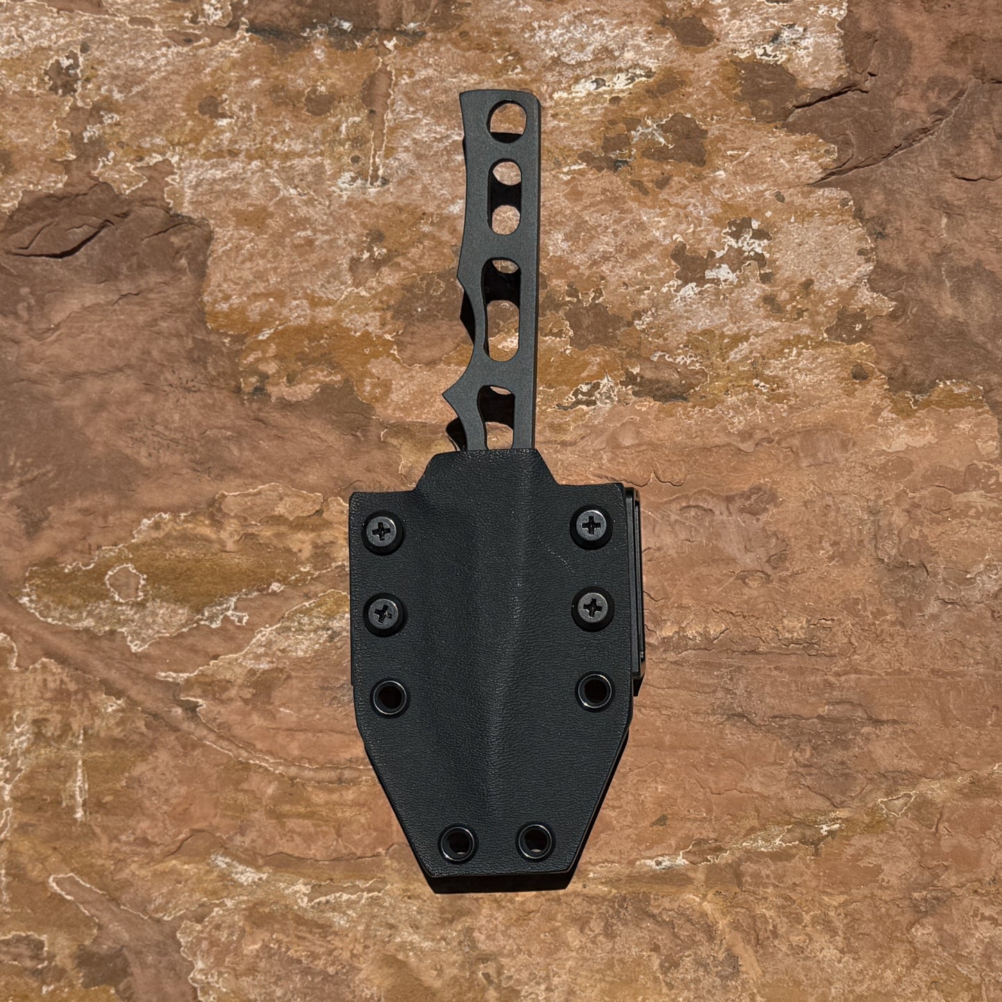 Blackout Skeleton Tanto Knife | Ultralight EDC Fixed Blade with Leather Sheath – Blue Spade Forge